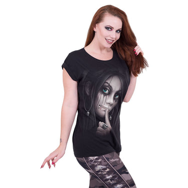 gothic zipper mouth shirt for women